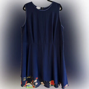 Every Body Every Wear Fit n Flare Layered Asymmetrical Skirt Sleeveless Dress 2X